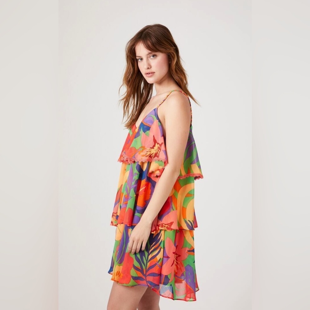 Forever 21 Tropical Print Tiered Dress